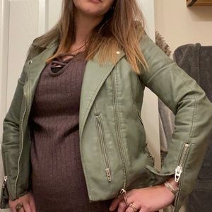 Blank NYC olive faux leather jacket